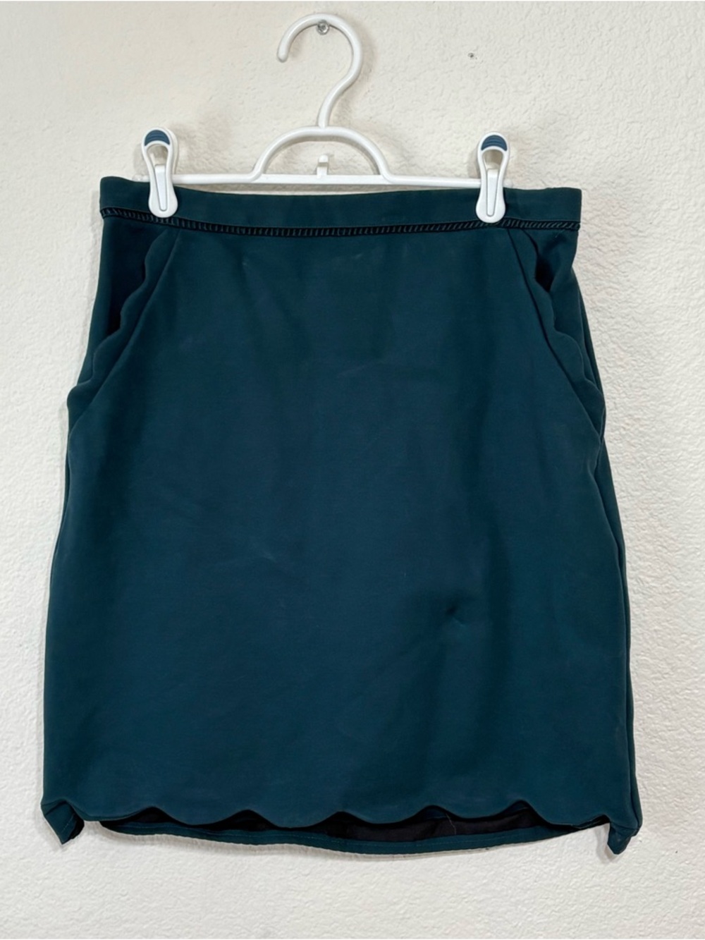 Skies Are Blue Deep Teal Scallop Hem Mini Skirt